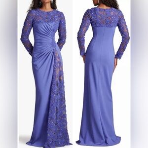 NWT Tadashi Shoji Sagamore Ribbon Flower Embellished Purple Haze Gown Sz 12